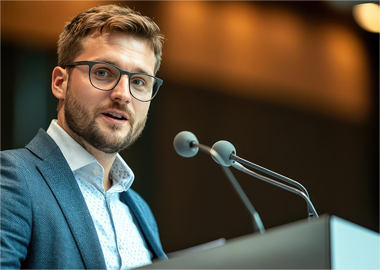 Corporate compliance expert delivering webinar presentation